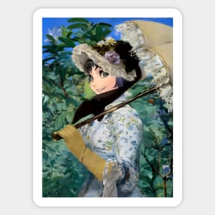 Beaux Animes Art ...Le Printemps painting by Édouard Manet re-imagined as an anime Sticker